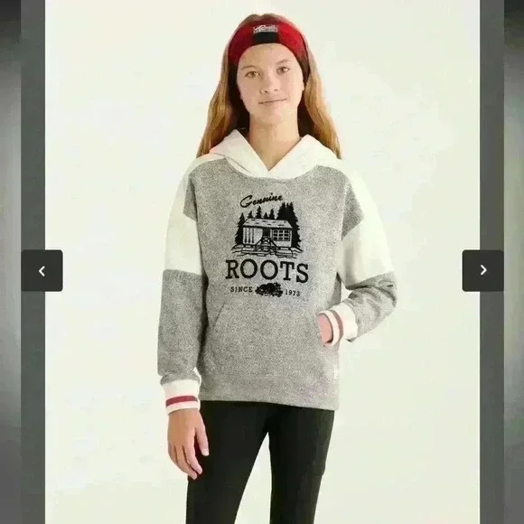 🆕 NWT! ROOTS Cabin Kanga Hoodie | Gray Oat Pepper | Size 2XL Girl’s/Youth - Picture 2 of 11